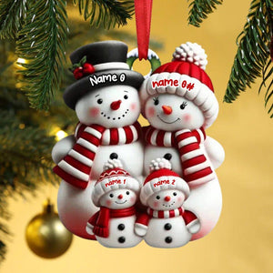 Personalized Snowman Ornament Acrylic Family Christmas Tree Decor Acrylic Snowman Family Hanging Ornament Personalized Christmas Ornaments