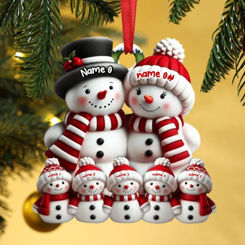 Personalized Snowman Ornament Acrylic Family Christmas Tree Decor Acrylic Snowman Family Hanging Ornament Personalized Christmas Ornaments