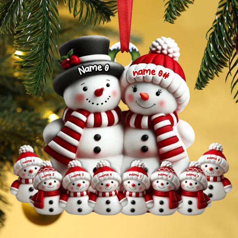 Personalized Snowman Ornament Acrylic Family Christmas Tree Decor Acrylic Snowman Family Hanging Ornament Personalized Christmas Ornaments