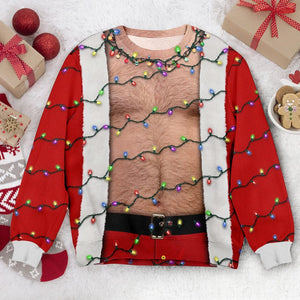 Funny Hairy Chest Santa Sweater Ugly Christmas Party Sweatshirt