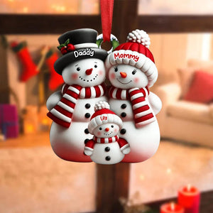 Personalized Snowman Ornament Acrylic Family Christmas Tree Decor Acrylic Snowman Family Hanging Ornament Personalized Christmas Ornaments