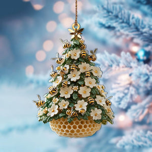 Beehive Christmas Tree Ornament Honeycomb Floral Holiday Decoration Bee Lover Gift 2025 Christmas Ornament