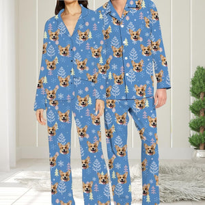 Custom Face Christmas Pajamas - Personalized Photo Pajamas with Pet or Human Face - Matching Family Christmas PJs - Holiday Gift Sleepwear