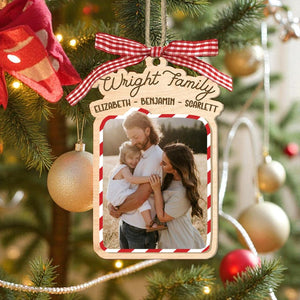 Personalized Family Name Photo Christmas Ornament: Custom Portrait Memory Keepsake