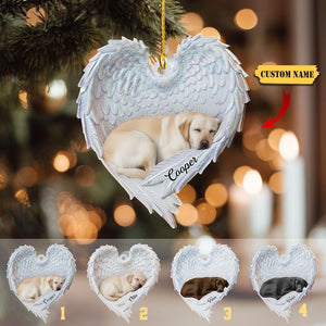 Personalized Labrador Retriever Dog Sleeping Angel Wings Ornament, Dog Christmas Ornament, Dog Car Ornament, Gift For Pet Lover