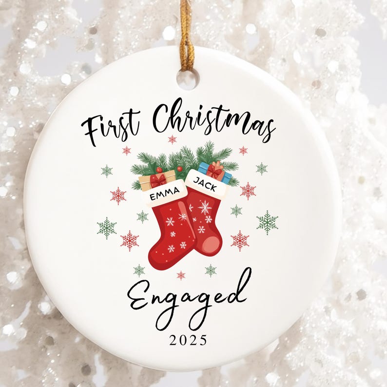 First Christmas Engaged Ornament, Engagement Gifts, 1st Christmas Engaged Keepsake, Bauble Gifts, Gifts for New Couple