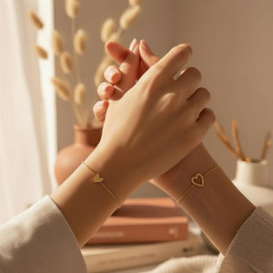 Mother daughter bracelet set Gold Hearts matching Mom daughter Gift Family jewelry Friends Present