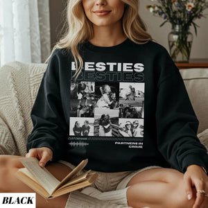 Custom Besties Photo Sweatshirt, Xmas Besties Gift, Vintage 90s Custom Bootleg Shirt, Personalized BFF Gift, Birthday Gift For Bestie
