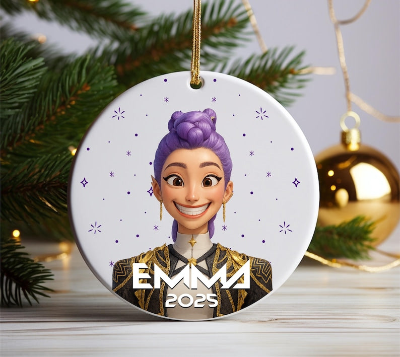 Custom Rumi Ornament, Personalized KPOP Ornament, KPOP Christmas Keepsake, Huntrix Ornament, Demon Hunters Custom Ornament for Her