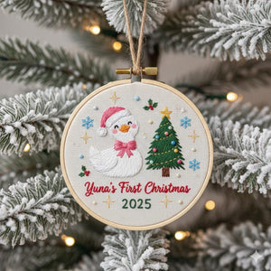 Hand Embroidered Baby's first Christmas Ornament, Custom Embroidered Hoop Ornament, Christmas Decor, Holiday Decor, Christmas Tree Decor.