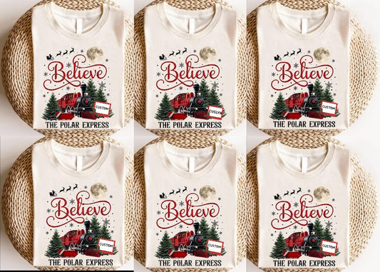 Polar Express Family Christmas Shirts: Matching Pajama Tops, Christmas Gift For Family