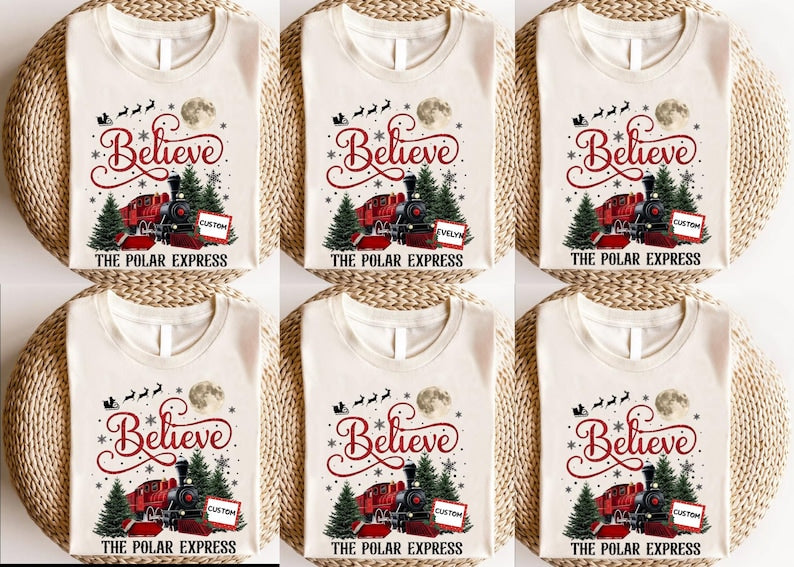 Polar Express Family Christmas Shirts: Matching Pajama Tops, Christmas Gift For Family