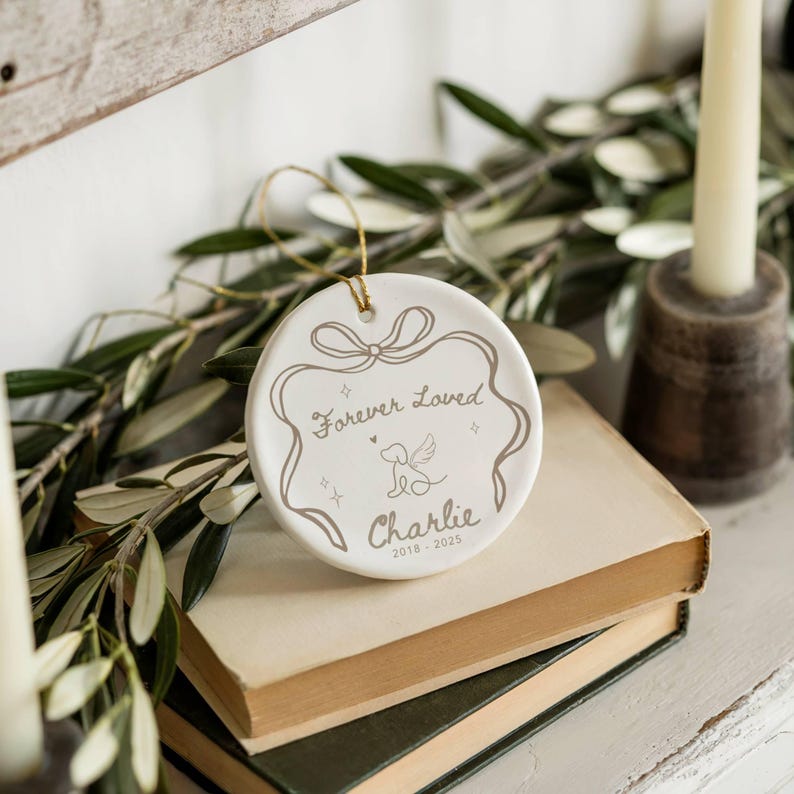 Personalized Pet Memorial Ornament, Rainbow Bridge Custom Pet Ornament, Dog Lover Gift, Cat Lover Gift, Custom Dog Ornament