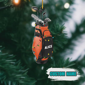 Personalized Golf Backpack Ornament, Custom Acrylic Christmas Tree Decor, Holiday Gift For Golf Lover