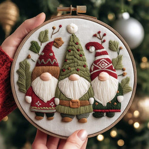 Merry Christmas Embroidery Kit for Beginners Modern, Santa Claus/Christmas Art Kit with Hoop, DIY Starter Craft Kit for Adults