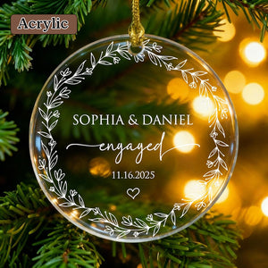 Personalized Engaged Ornament 2025,Wedding Keepsake Ornament,Engagement Ornament with Names & Date,Engaged Gift,Newlywed Gift For Couple