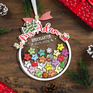 Personalized Teacher Christmas Ornament, Student Names 4D Shaker Keepsake,Teacher Appreciation,End Of Year Teacher Gift,Classroom Xmas Decor