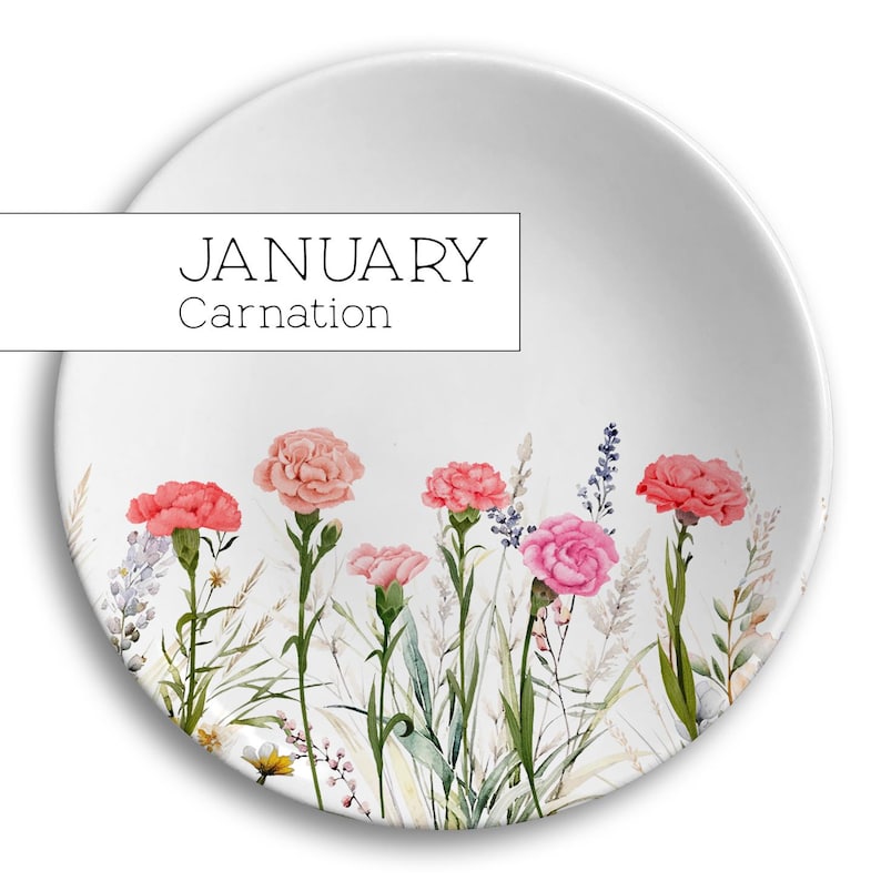 Birth Flower Jewelry Dish, Personalized Ceramic Gift for Her, Wildflower Ring Holder, Mother's Day Gift