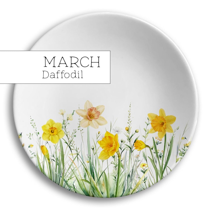 Birth Flower Jewelry Dish, Personalized Ceramic Gift for Her, Wildflower Ring Holder, Mother's Day Gift