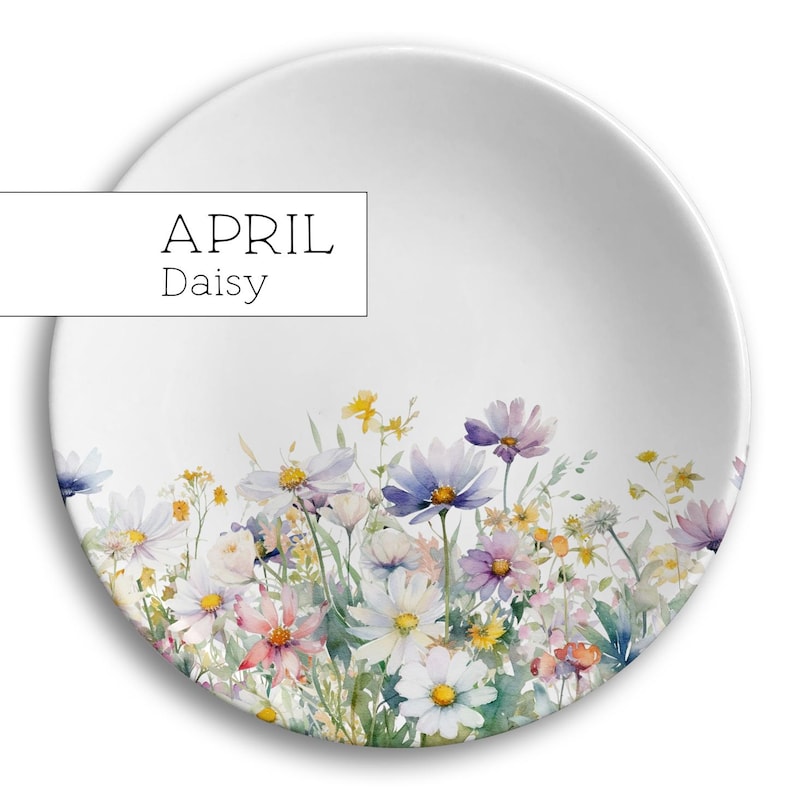 Birth Flower Jewelry Dish, Personalized Ceramic Gift for Her, Wildflower Ring Holder, Mother's Day Gift