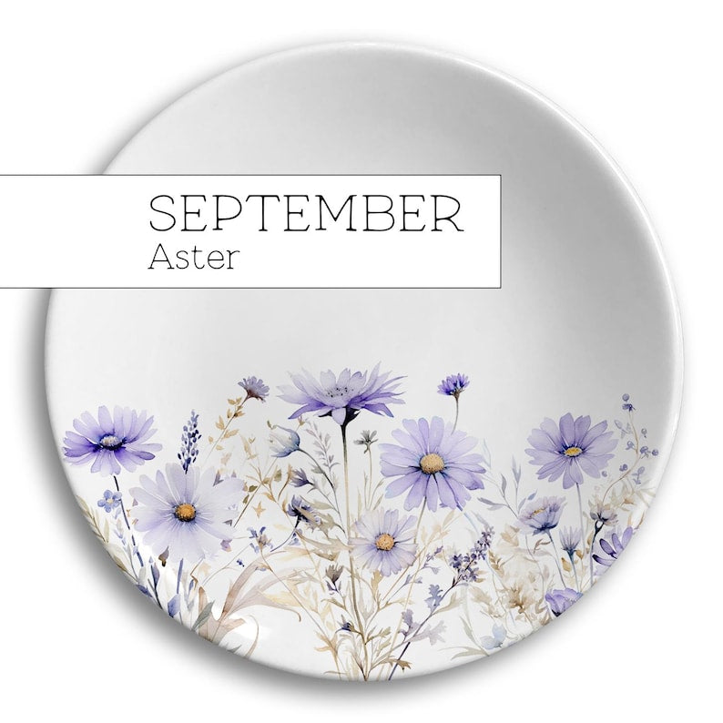 Birth Flower Jewelry Dish, Personalized Ceramic Gift for Her, Wildflower Ring Holder, Mother's Day Gift
