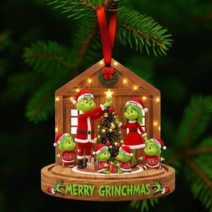 Personalized Grinch Family Christmas Ornament, Acrylic Holiday Keepsake