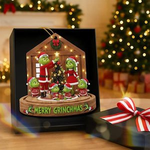Personalized Grinch Family Christmas Ornament, Acrylic Holiday Keepsake