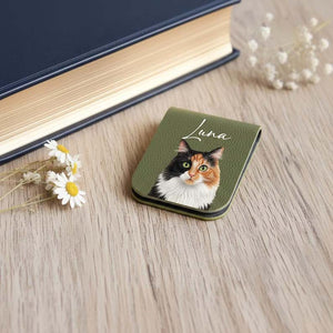 Personalized Magnetic Pet Bookmark, Dog Photo Bookmark, Pet Loss Bookmark, Pet Remembrance Gift, Dog Cat Leather Bookmark, Pet Lover Gifts