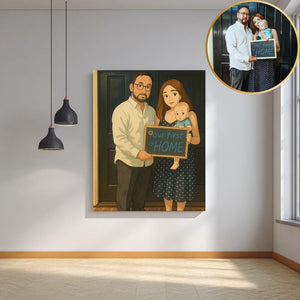 Custom Anime Style Portrait, Anime Family Art, Canvas, Gift For Family, Gift For Mom, Gift For Father, Couple Gift