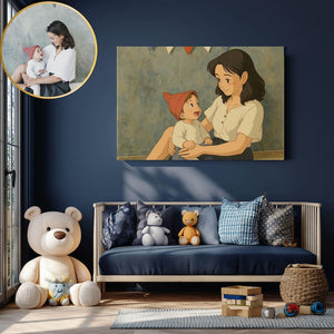 Custom Anime Style Portrait, Anime Family Art, Canvas, Gift For Family, Gift For Mom, Gift For Father, Couple Gift