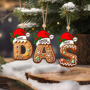 Custom Christmas Name Letter Ornament, Personalized Gingerbread Letter Ornament for Kids, Personalized Family Xmas Decoration Gift