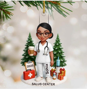 Proud Nurse Personalized Acrylic Christmas Ornament, Custom Ornament For Nurses And Healthcare Workers, Holiday Keepsake Gifts for Hospital