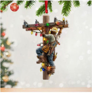 Personalized Keeping The Lights On Acrylic 2D Ornament, Custom Linemen Ornament, Electrical Workers Keepsake, Holiday Utility Gift Decor