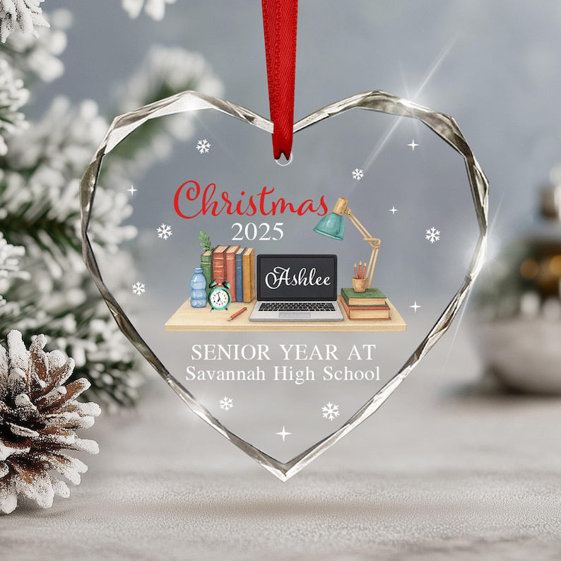 Senior Year Ornament, Custom Senior Glass Ornament, Class of 2026, Senior Christmas Gift, High School Graduation Ornament, Gift For Graduate
