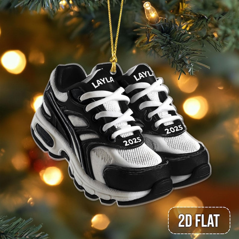 Personalized Running Shoes Ornament 2025, Custom Runner Christmas Tree Decoration, Fitness Ornament Gift for Runners