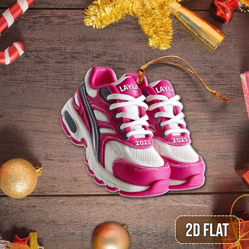 Personalized Running Shoes Ornament 2025, Custom Runner Christmas Tree Decoration, Fitness Ornament Gift for Runners