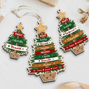 Personalized Large Family Christmas Layered 3D Ornament 2025: Wooden Grandkids Keepsake, Custom Family Names