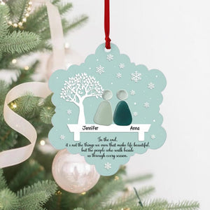 Personalized Friendship Sea Glass Acrylic Ornament Best Friend Christmas Gift, Snowflake Sea Glass Friendship Ornament,Friend Christmas Gift