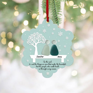 Personalized Friendship Sea Glass Acrylic Ornament Best Friend Christmas Gift, Snowflake Sea Glass Friendship Ornament,Friend Christmas Gift