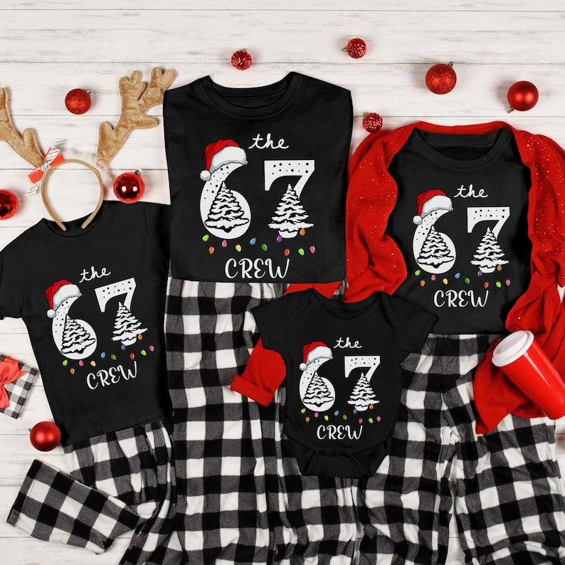 6 7 Shirts, Funny Matching Shirt, Couples Christmas, Trendy Tiktok Christmas Party Shirt, 67 Trend Six Seven Meme Santa Shirt Xmas Group Tee