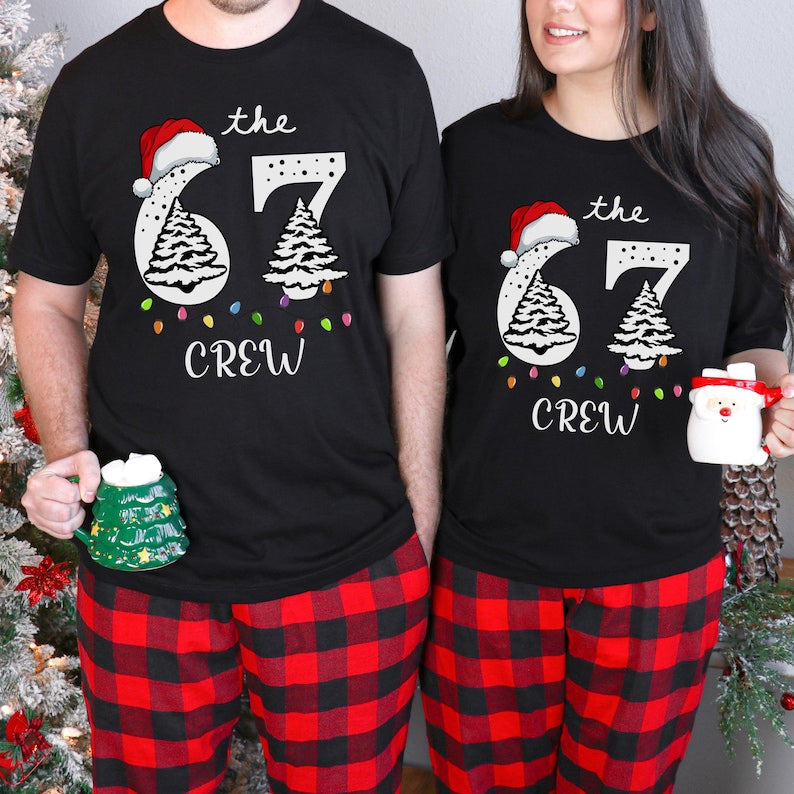 6 7 Shirts, Funny Matching Shirt, Couples Christmas, Trendy Tiktok Christmas Party Shirt, 67 Trend Six Seven Meme Santa Shirt Xmas Group Tee