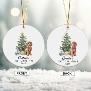 Personalised Dog's First Christmas 2025 Ornament, Custom Photo Pet Keepsake,Puppy's 1st Xmas Tree Decoration,Pet Portrait Christmas Ornament
