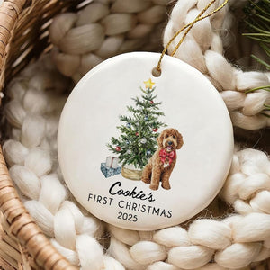 Personalised Dog's First Christmas 2025 Ornament, Custom Photo Pet Keepsake,Puppy's 1st Xmas Tree Decoration,Pet Portrait Christmas Ornament