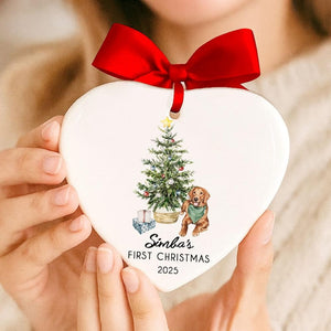 Personalised Dog's First Christmas 2025 Ornament, Custom Photo Pet Keepsake,Puppy's 1st Xmas Tree Decoration,Pet Portrait Christmas Ornament