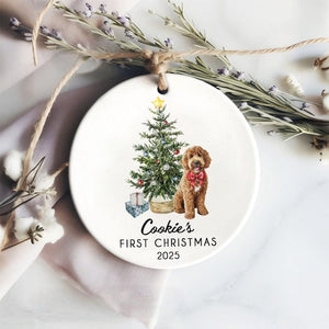 Personalised Dog's First Christmas 2025 Ornament, Custom Photo Pet Keepsake,Puppy's 1st Xmas Tree Decoration,Pet Portrait Christmas Ornament