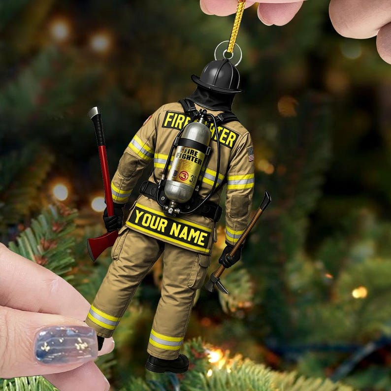 Personalized Firefighter Christmas 2025 Ornament, Custom Firefighter On Duty Acrylic Ornament, Fireman Dad Gift, Christmas Firefighter Gifts