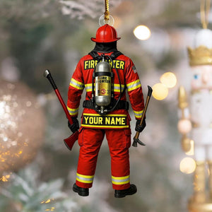Personalized Firefighter Christmas 2025 Ornament, Custom Firefighter On Duty Acrylic Ornament, Fireman Dad Gift, Christmas Firefighter Gifts