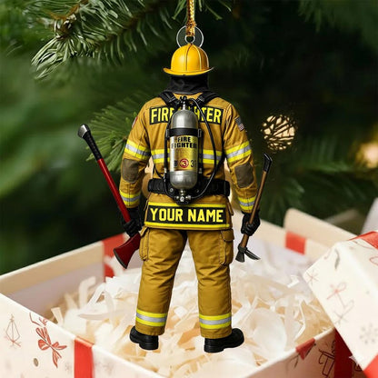 Personalized Firefighter Christmas 2025 Ornament, Custom Firefighter On Duty Acrylic Ornament, Fireman Dad Gift, Christmas Firefighter Gifts