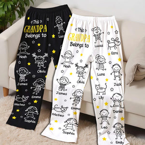 This Grandpa Dad Belongs To Pajama Pants, Custom Name Christmas Gift Grandpa Gift Custom Christmas Gift For Grandpa Xmas Gift