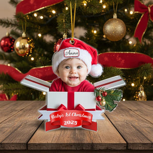 Personalized Baby s First Christmas Ornament 2025,Custom Baby Photo Ornament,Newborn Keepsake Gift Box,Flat Acrylic Xmas Decor,Funny Newborn
